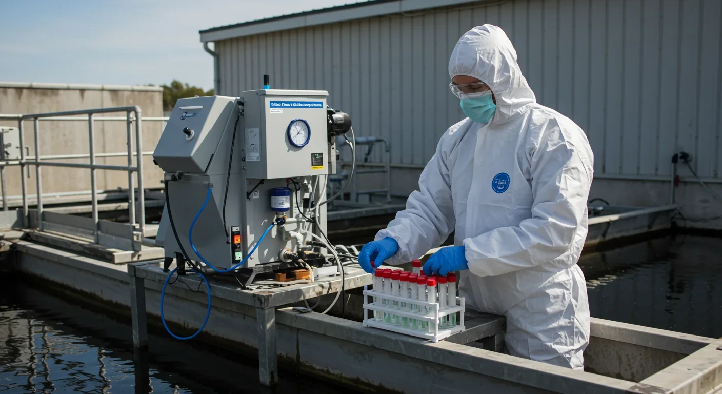 Public health worker collecting wastewater samples for genomic surveillance and variant detection