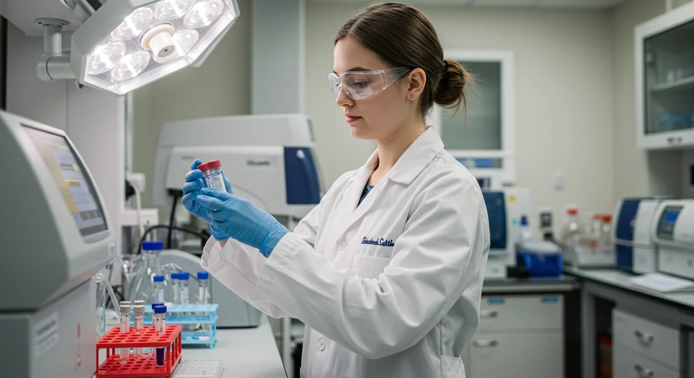 Researcher developing archaea-specific therapies in pharmaceutical laboratory