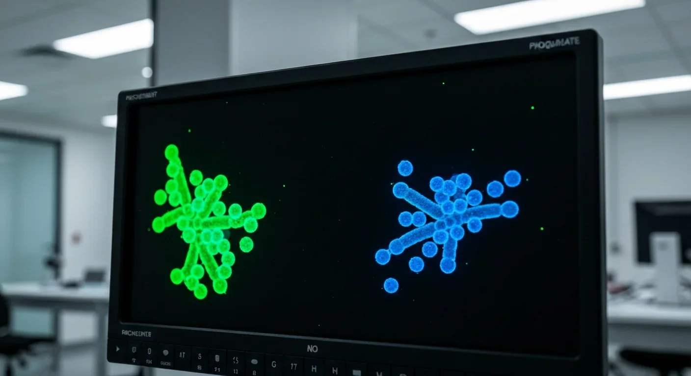 Fluorescence microscopy image showing colorful bacterial colonies used in microbiome research