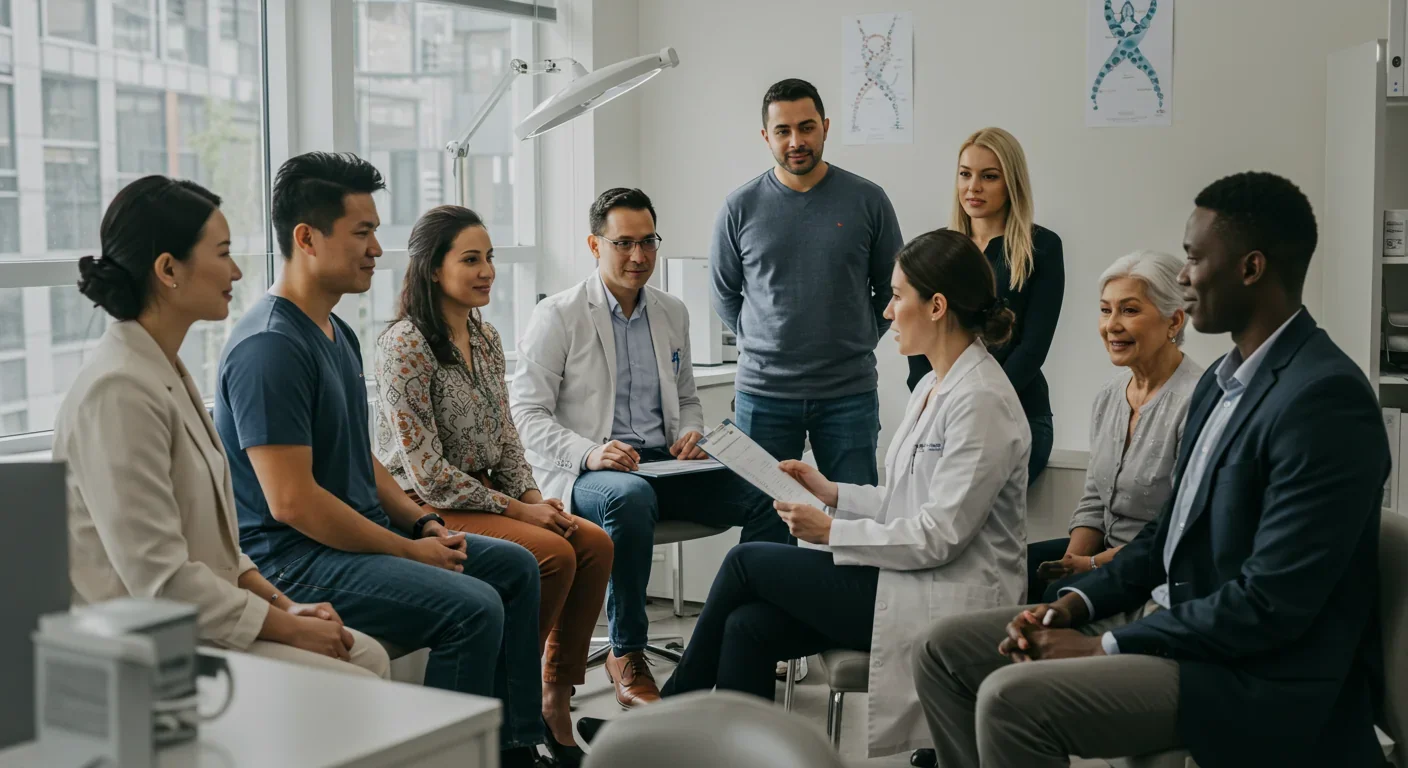 Diverse families receiving genetic counseling about base editing treatments