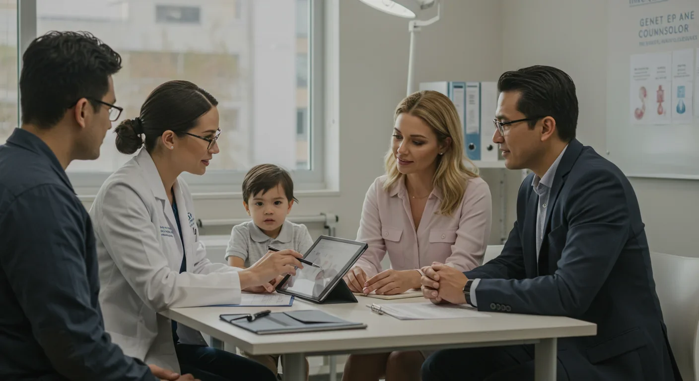 Genetic counselor meeting with family to discuss inherited conditions