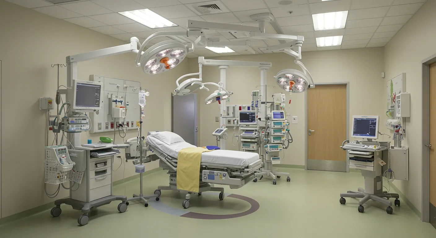 Modern pediatric hospital room equipped for specialized treatments