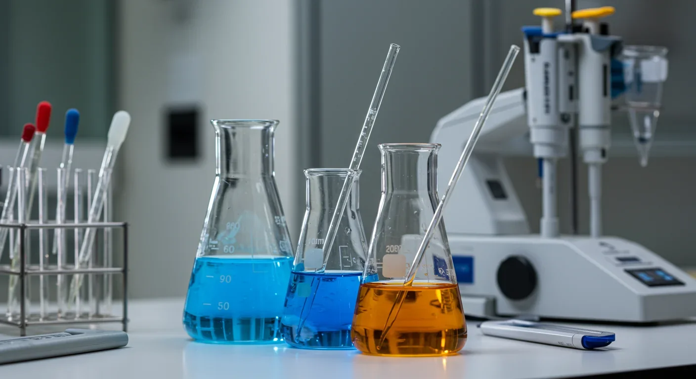 Laboratory glassware and chemical solutions for molecular research