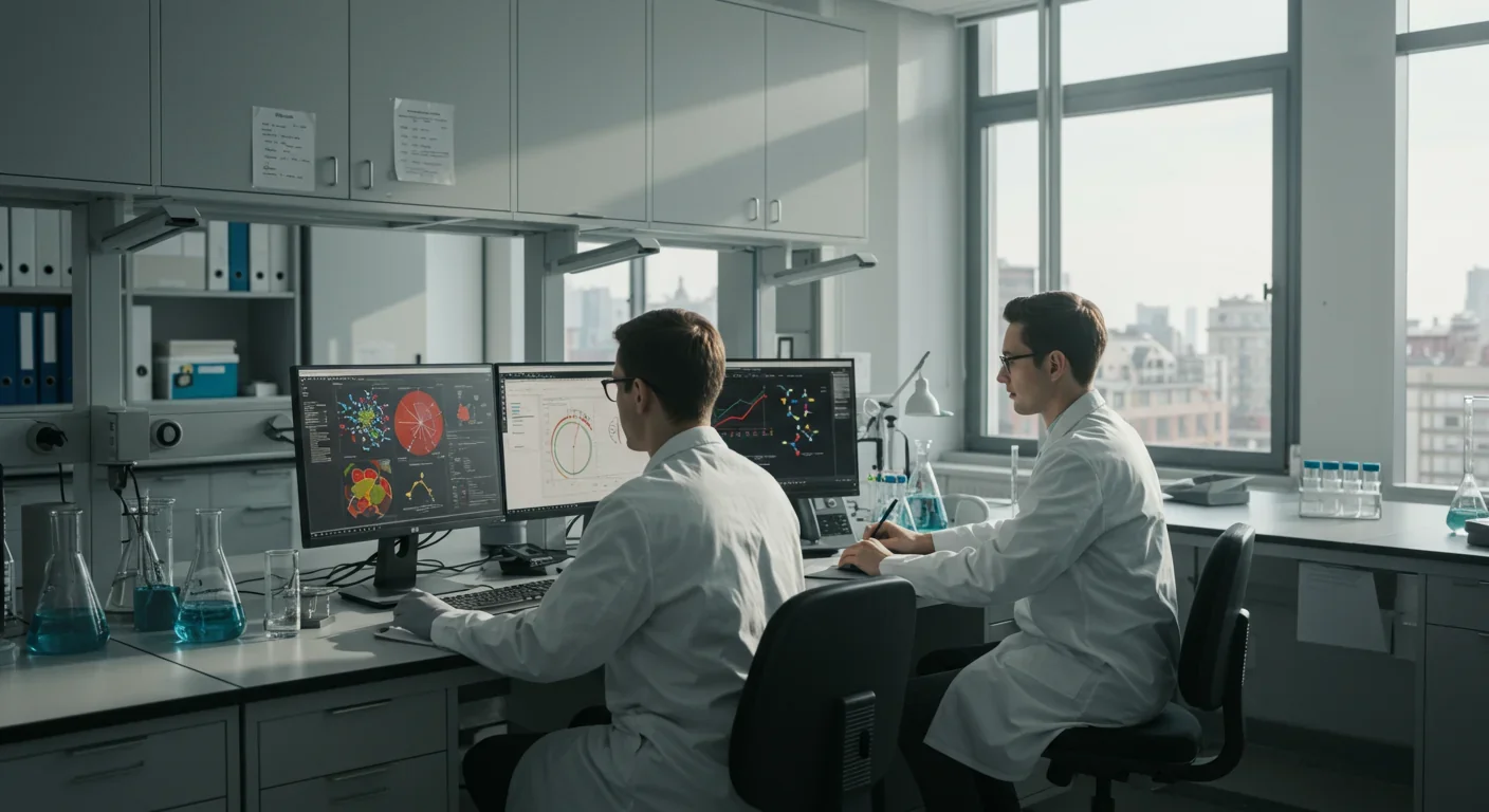 Research team collaborating on molecular data analysis