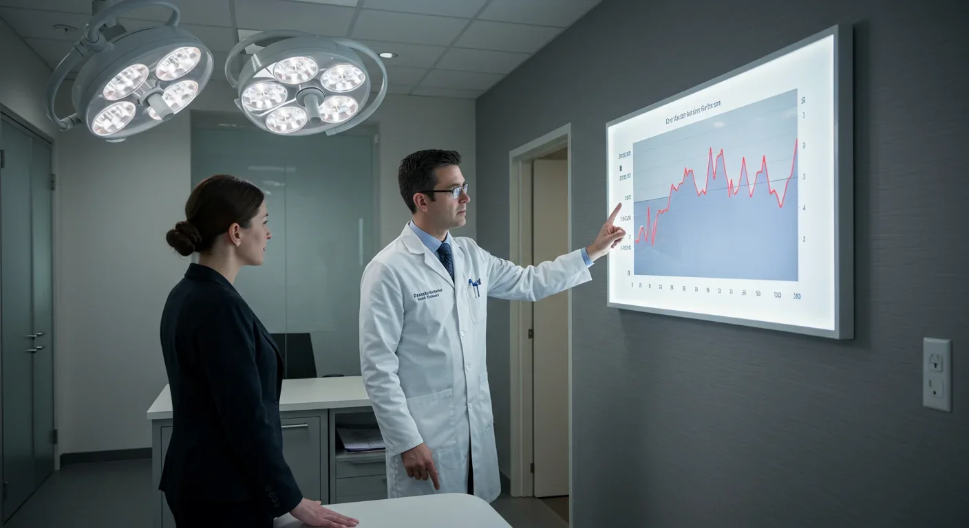 Doctor explaining circadian rhythm chart showing 24-hour biological cycles