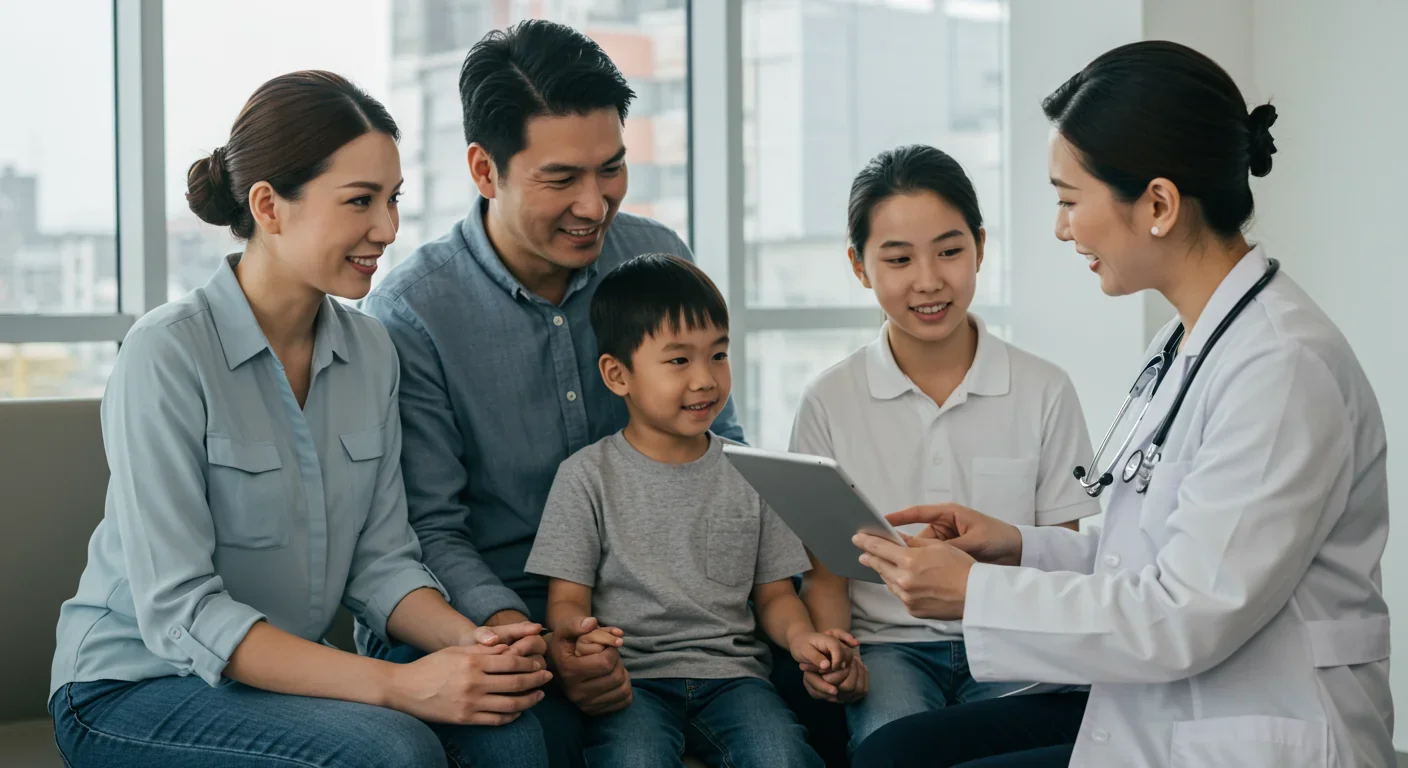 Sickle cell disease patient with family after successful CRISPR treatment