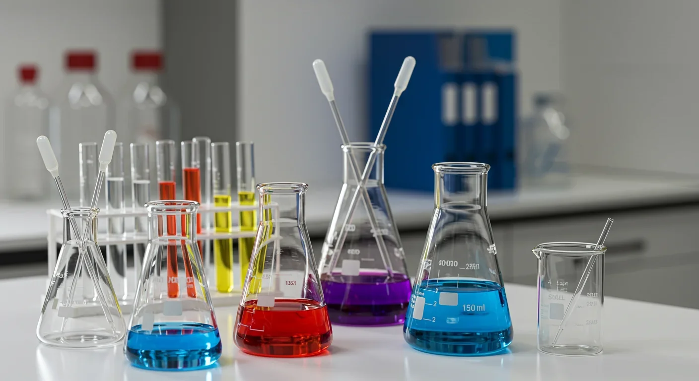 Laboratory glassware with chemical compounds for drug development