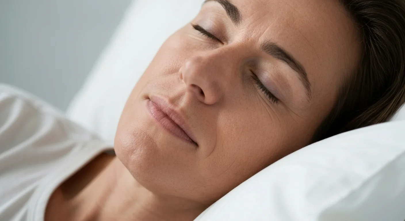 Close-up of peaceful deep sleep showing the restorative state when glymphatic waste clearance is most active