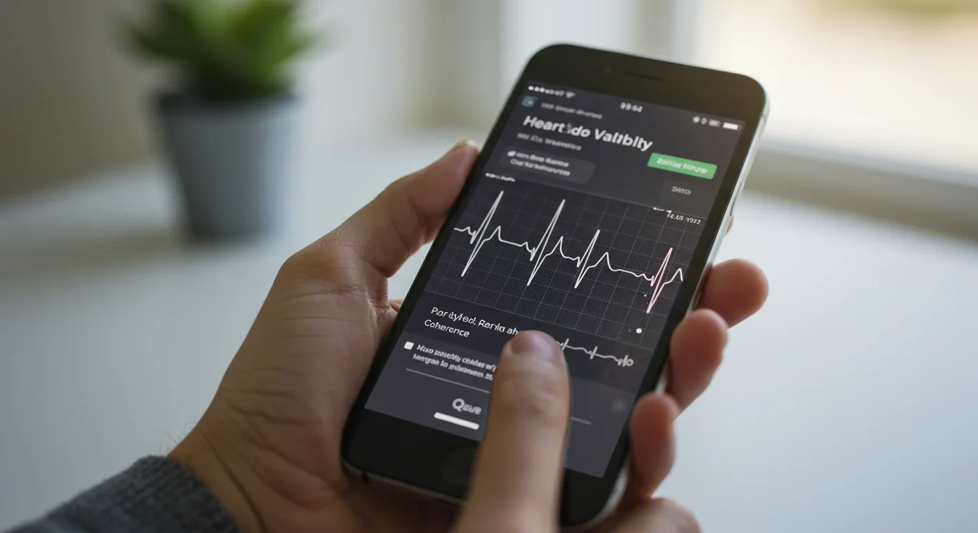 Smartphone displaying heart rate variability coherence pattern during HRV biofeedback session