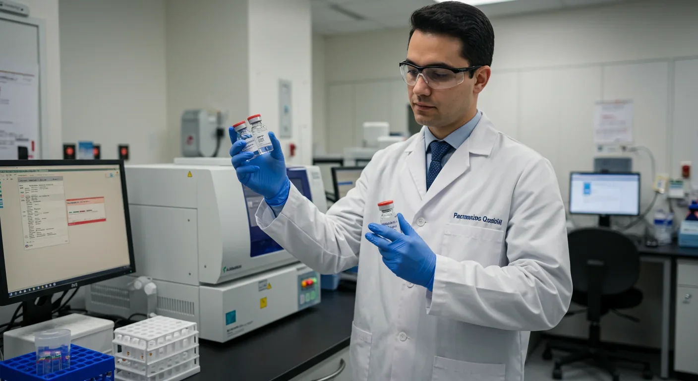 Pharmaceutical quality control laboratory where endotoxin testing ensures vaccine and injectable drug safety