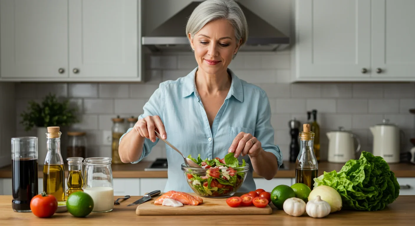 Mediterranean diet meal with salmon and vegetables representing anti-inflammatory nutrition