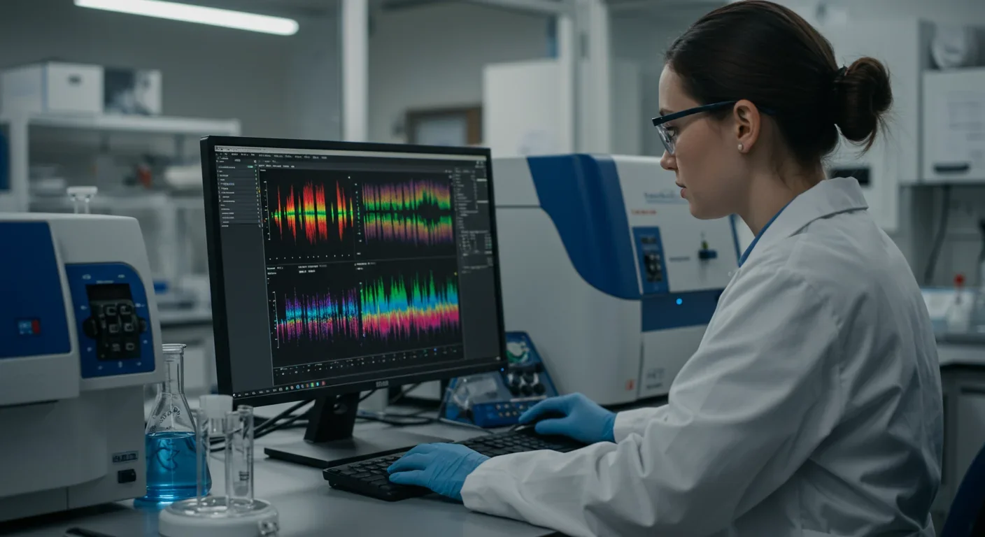 Genomics researcher analyzing circulating tumor DNA sequencing data for early cancer detection on laboratory computer