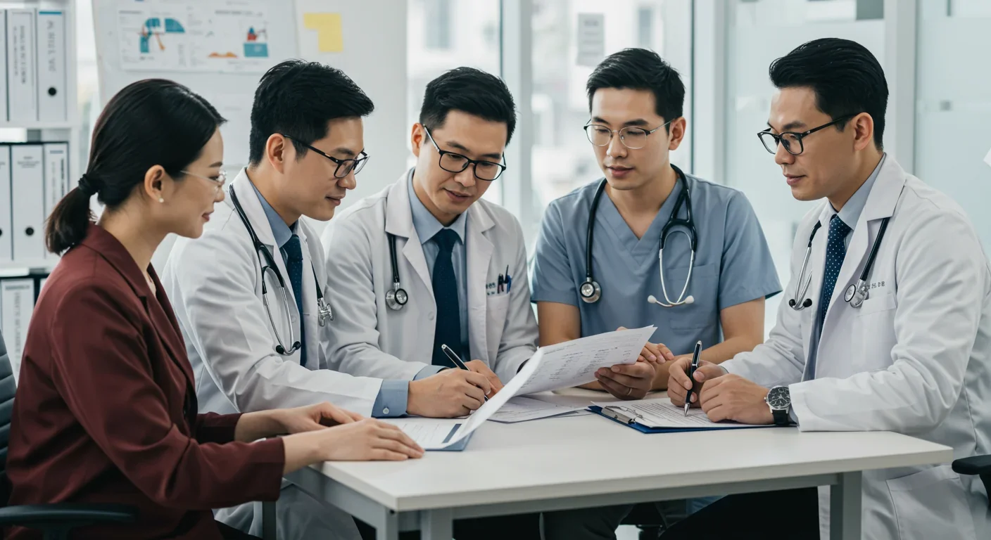 Healthcare team consulting with patients about liquid biopsy test results and early cancer detection options