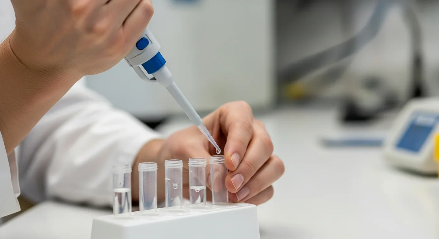 Researcher conducting laboratory experiments on mitochondrial stress response therapeutics