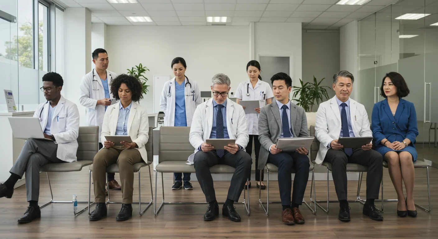 Doctor discussing personalized multiomics disease prediction results with patient in modern clinic setting