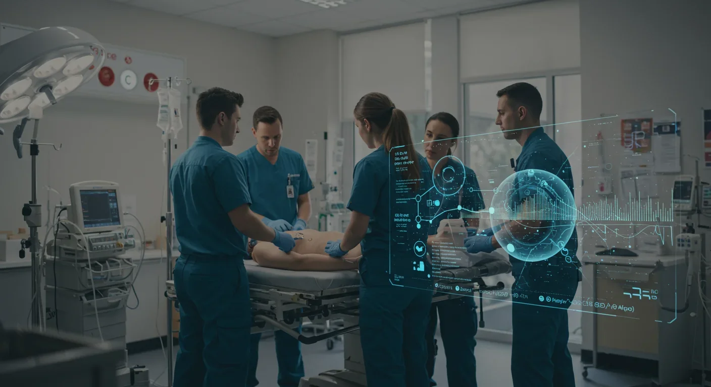 Emergency medical team treating patient in hospital emergency room