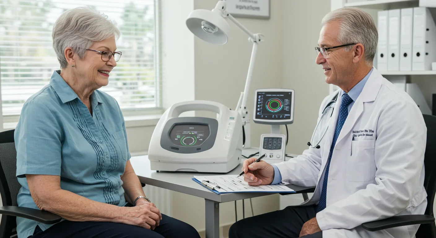 Older woman with higher BMI exercising confidently in park with other active adults