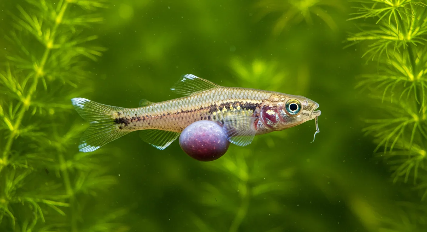 Three-spined stickleback fish infected with Schistocephalus solidus tapeworm