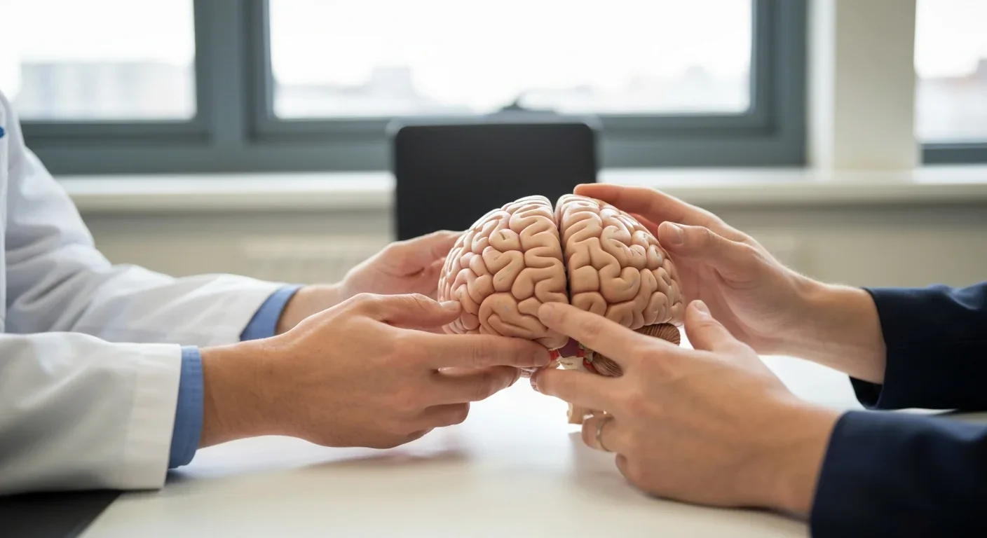Anatomical brain model showing the cortical homunculus and somatosensory mapping regions