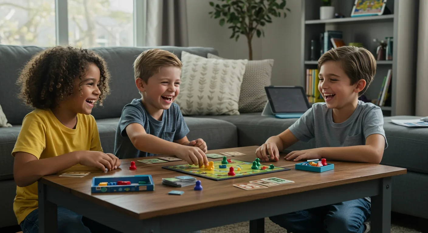 Family enjoying device-free dinner together with genuine engagement