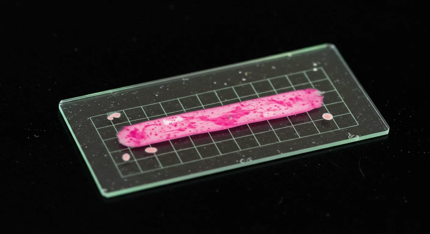 Tissue sample on barcoded microscope slide used for spatial transcriptomics analysis