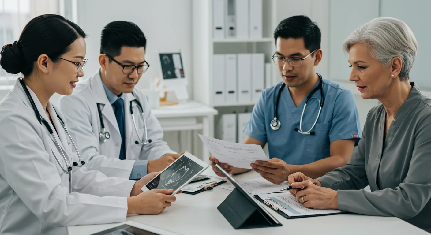 Medical team collaborating on stem cell therapy development and organ bioengineering