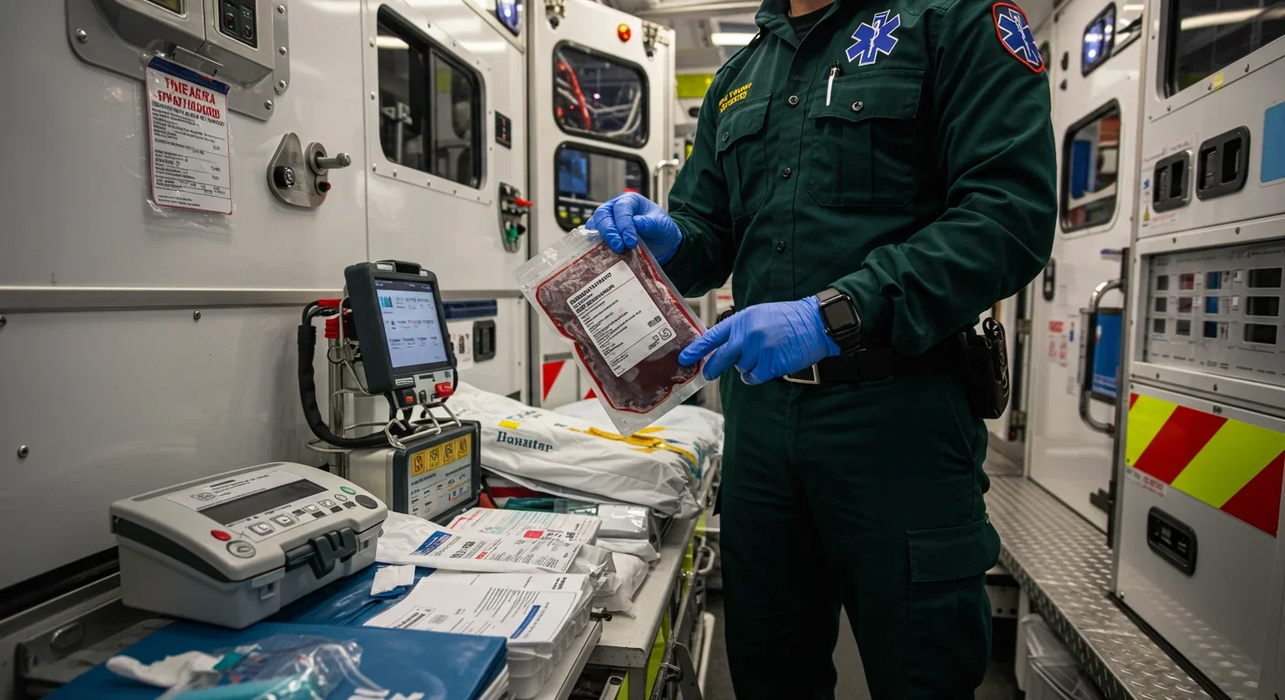 Researcher examining synthetic blood in laboratory