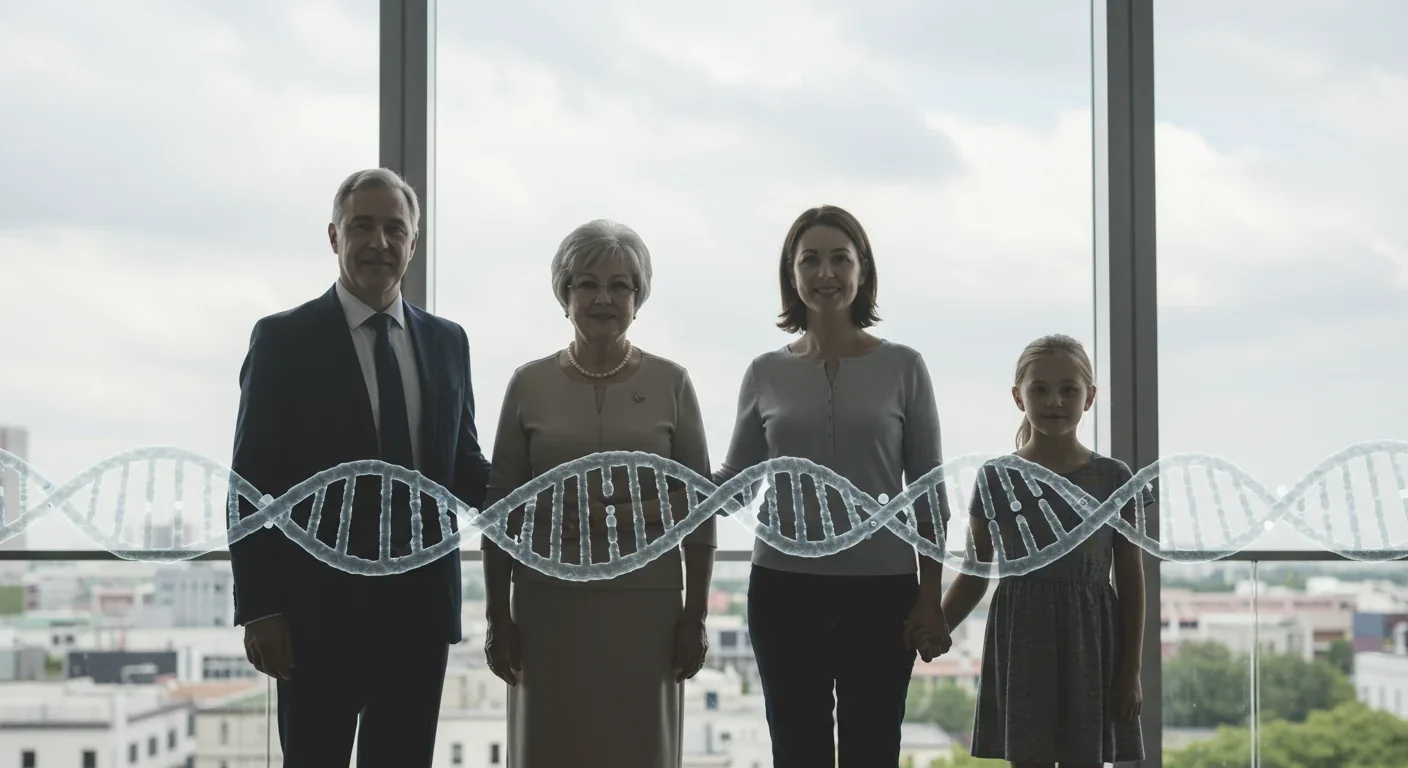 Woman examining family photos during therapy session exploring intergenerational trauma patterns