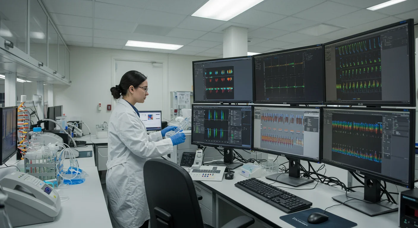 Researcher analyzing DNA methylation patterns in epigenetics laboratory