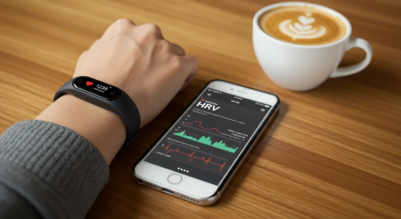 Wearable device and smartphone displaying heart rate variability trends for vagus nerve monitoring