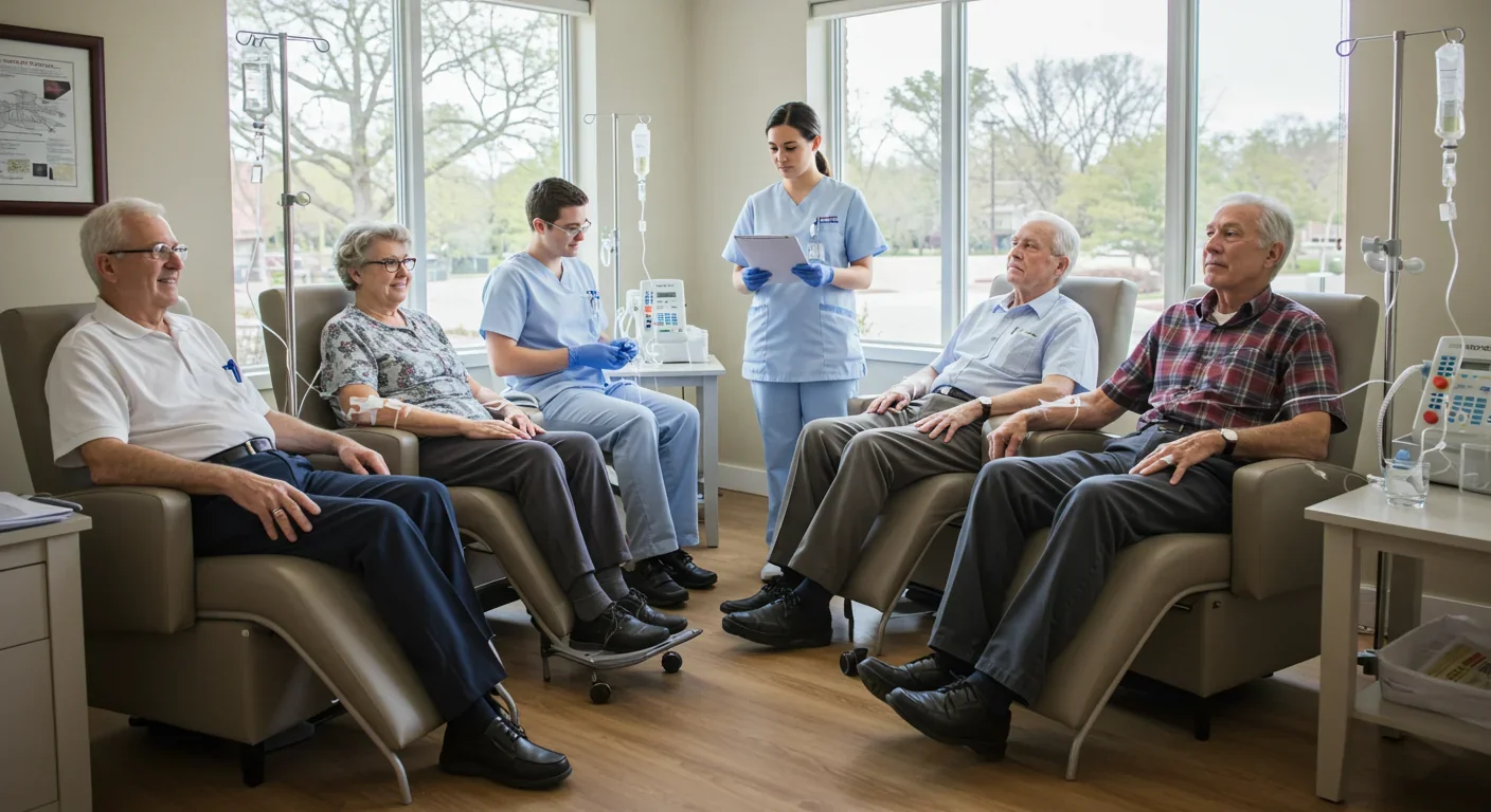 Elderly patients undergoing therapeutic plasma exchange treatment in modern outpatient clinic